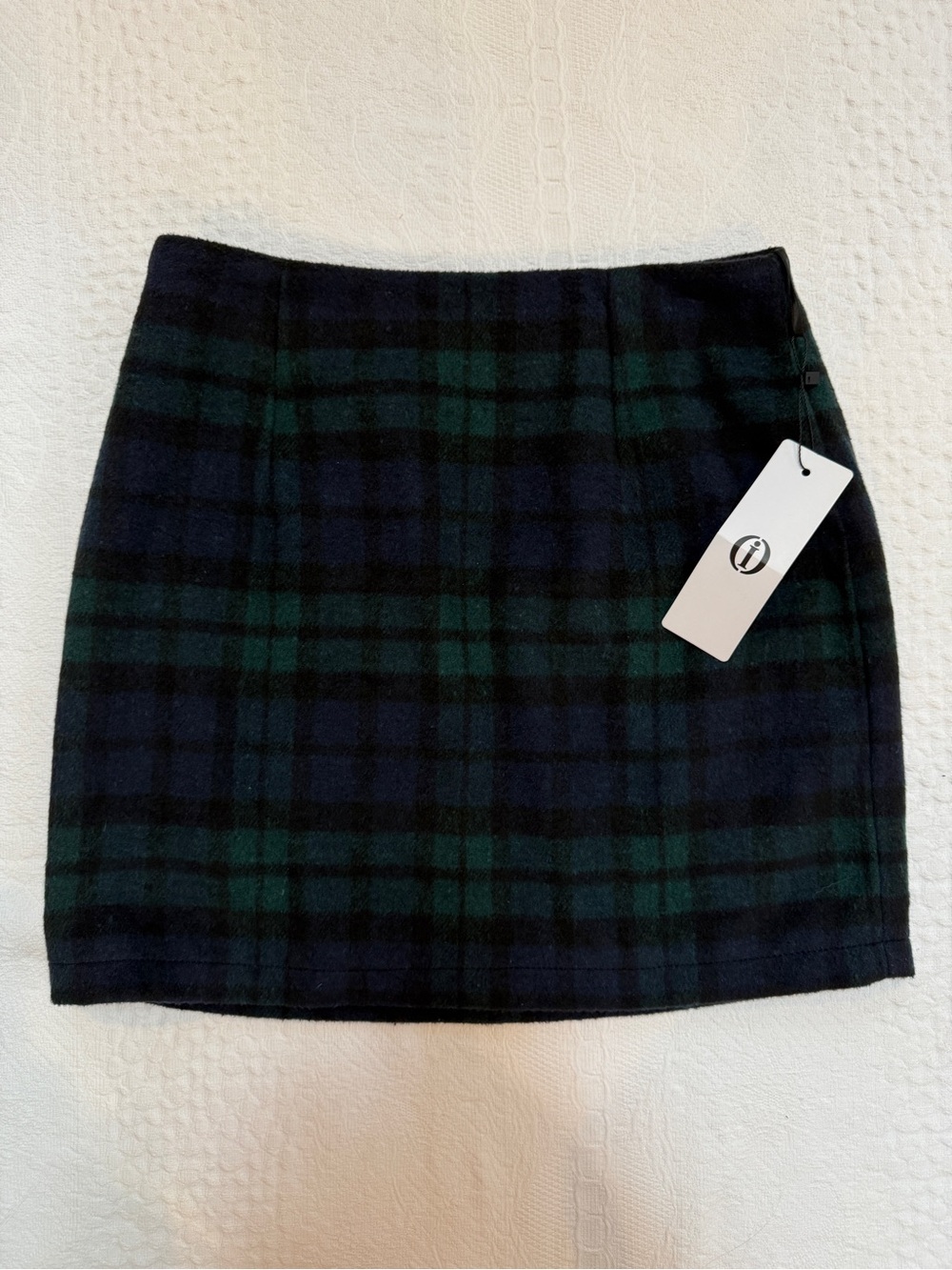 NWT Wool Blend Plaid Mini Skirt Blue Green Women’s XS Fully Lined